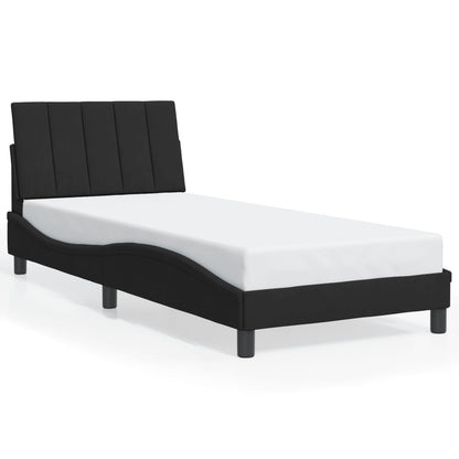 Estrutura de cama c/ luz LED 90x190 cm veludo preto