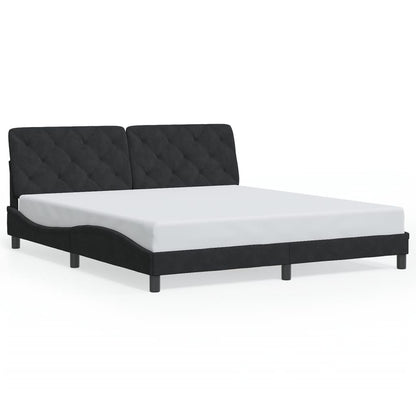 Estrutura de cama com luz LED 180x200 cm veludo preto