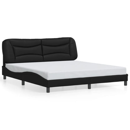 Estrutura de cama c/ luzes LED 180x200cm couro artificial preto