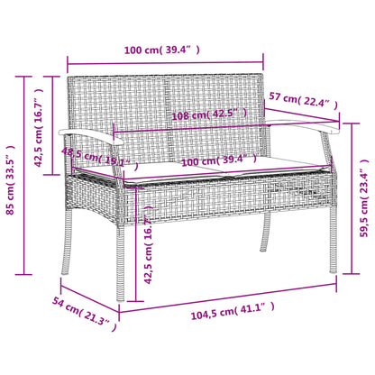 3 pcs conjunto de jantar p/ jardim com almofadões vime PE bege