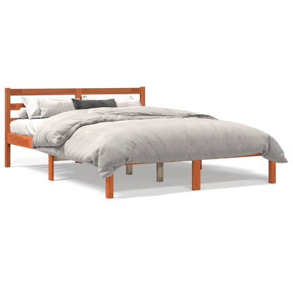 Estrutura de cama 140x190 cm madeira pinho maciça castanho cera