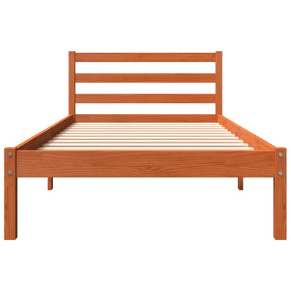 Estrutura de cama 90x200 cm madeira pinho maciça castanho cera