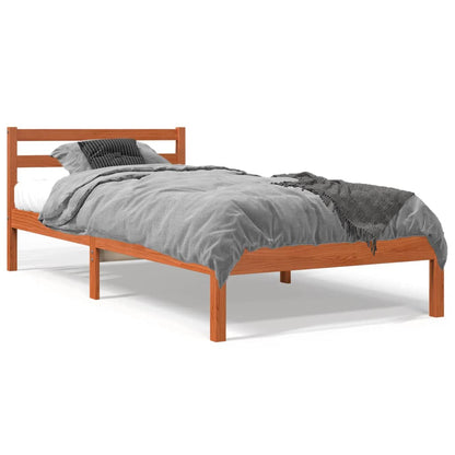 Estrutura de cama 90x200 cm madeira pinho maciça castanho cera