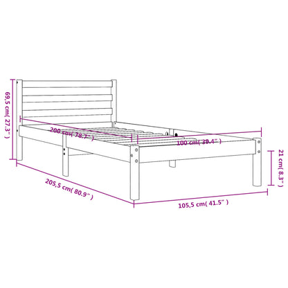 Cama sem colchão 100x200 cm pinho maciço castanho-mel