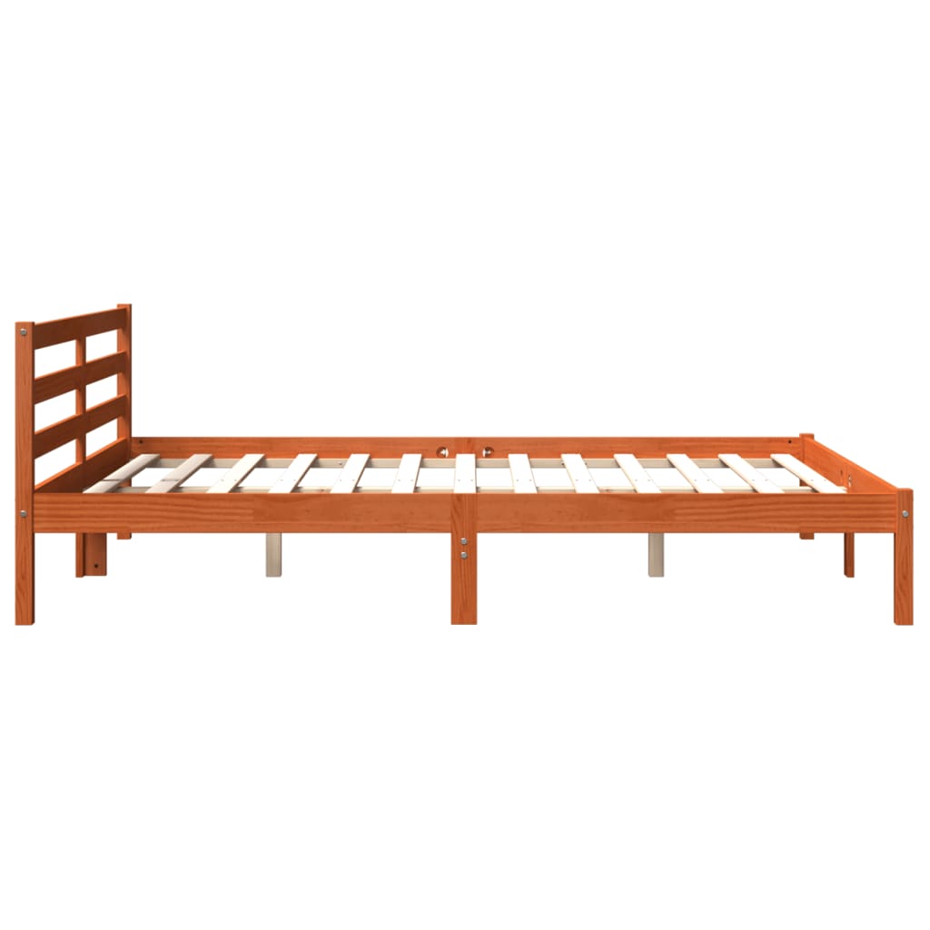 Estrutura de cama 180x200 cm madeira pinho maciço castanho cera