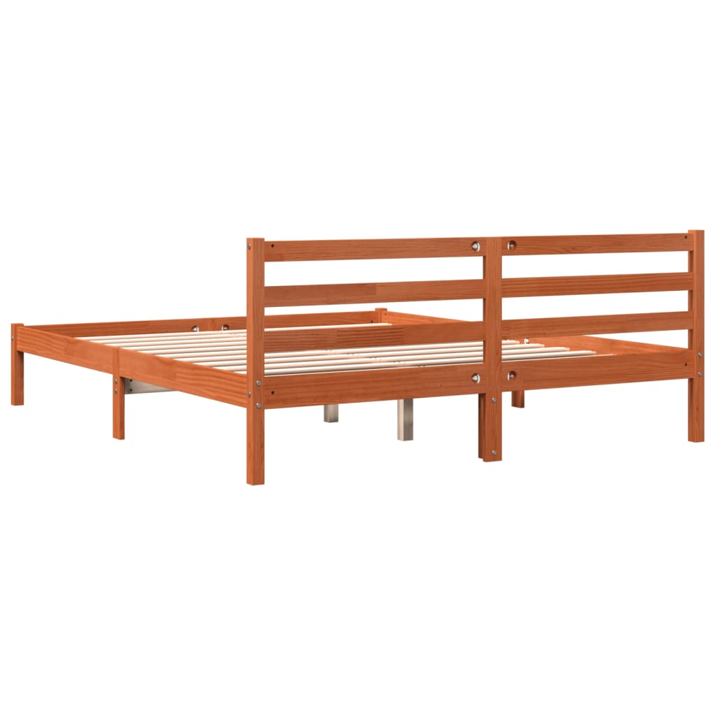 Estrutura de cama 180x200 cm madeira pinho maciço castanho cera