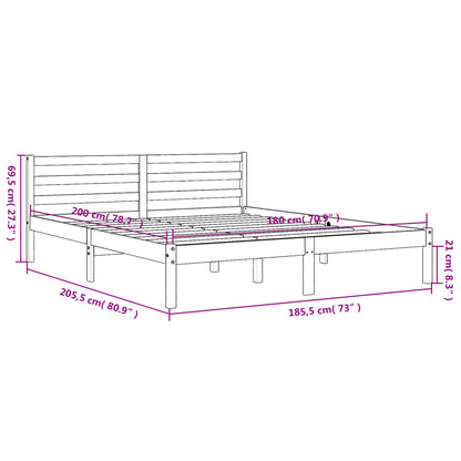 Estrutura de cama 180x200 cm madeira pinho maciço castanho cera