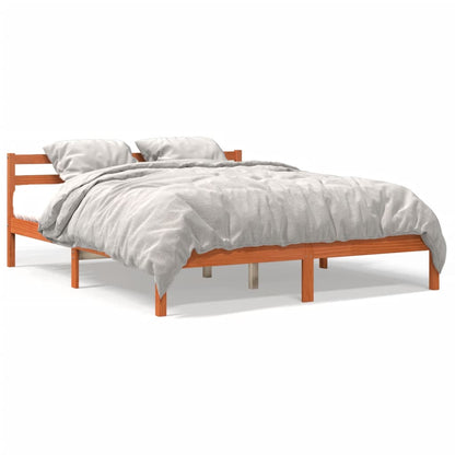 Estrutura de cama 180x200 cm madeira pinho maciço castanho cera