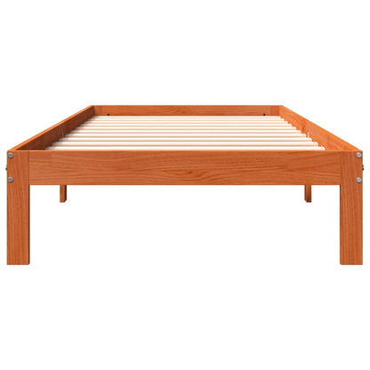 Estrutura de cama 75x190 cm madeira pinho maciça castanho cera