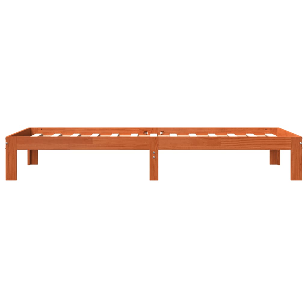 Estrutura de cama 75x190 cm madeira pinho maciça castanho cera