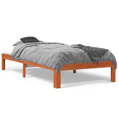 Estrutura de cama 75x190 cm madeira pinho maciça castanho cera