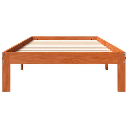 Estrutura de cama 90x190 cm madeira pinho maciça castanho cera