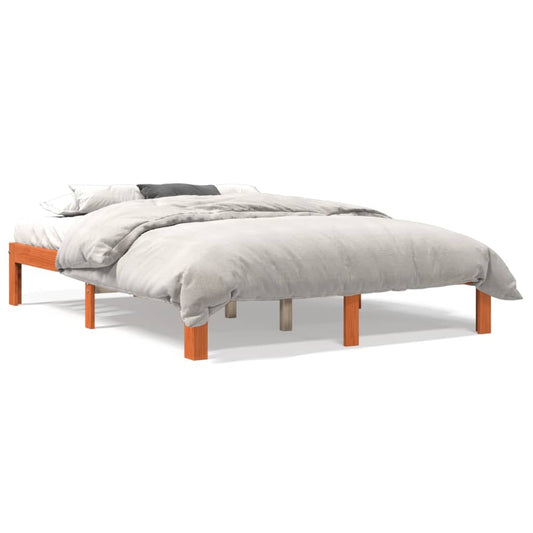 Estrutura de cama 120x190 cm madeira pinho maciça castanho cera