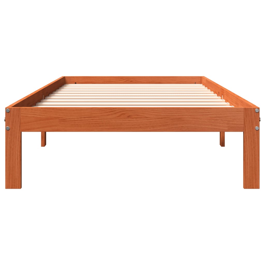 Estrutura de cama 90x200 cm madeira pinho maciça castanho cera