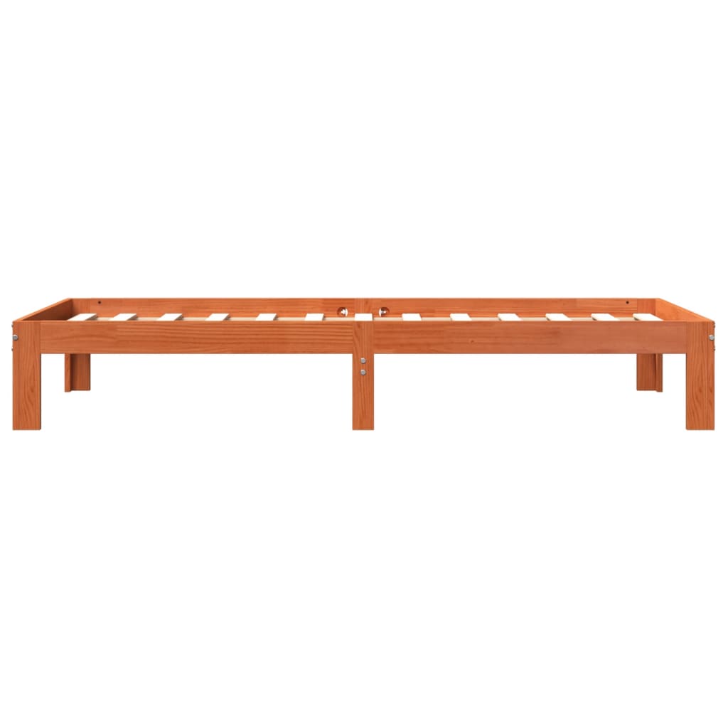 Estrutura de cama 90x200 cm madeira pinho maciça castanho cera