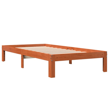 Estrutura de cama 90x200 cm madeira pinho maciça castanho cera