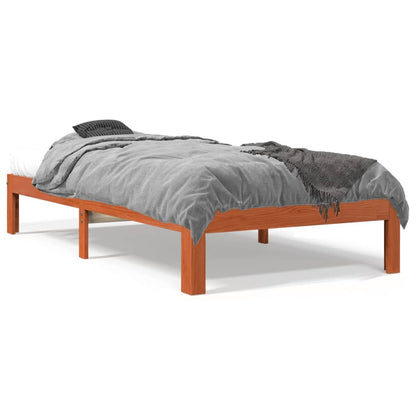 Estrutura de cama 90x200 cm madeira pinho maciça castanho cera