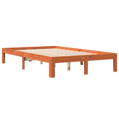 Estrutura de cama 120x200 cm madeira pinho maciça castanho cera