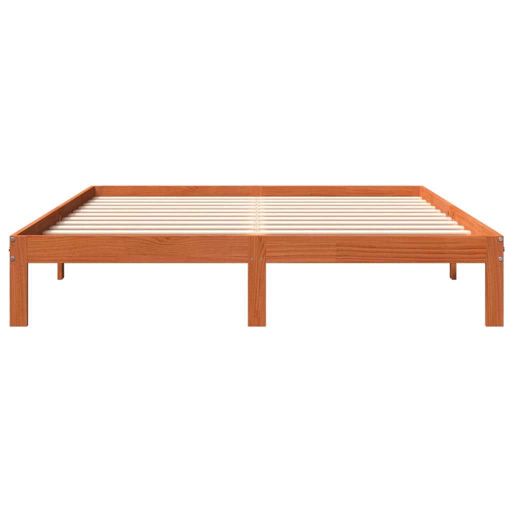 Estrutura de cama 180x200 cm madeira pinho maciço castanho cera