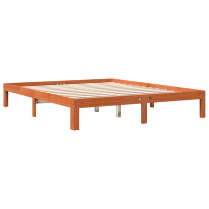 Estrutura de cama 180x200 cm madeira pinho maciço castanho cera