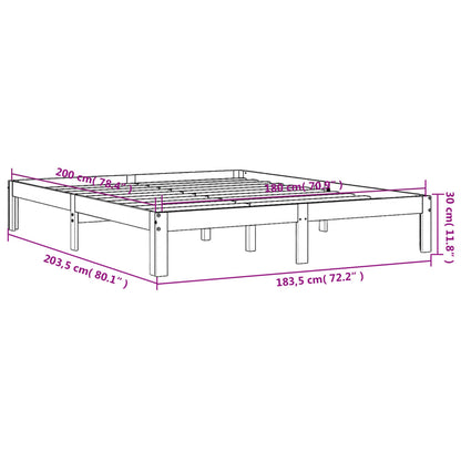 Estrutura de cama 180x200 cm madeira pinho maciço castanho cera