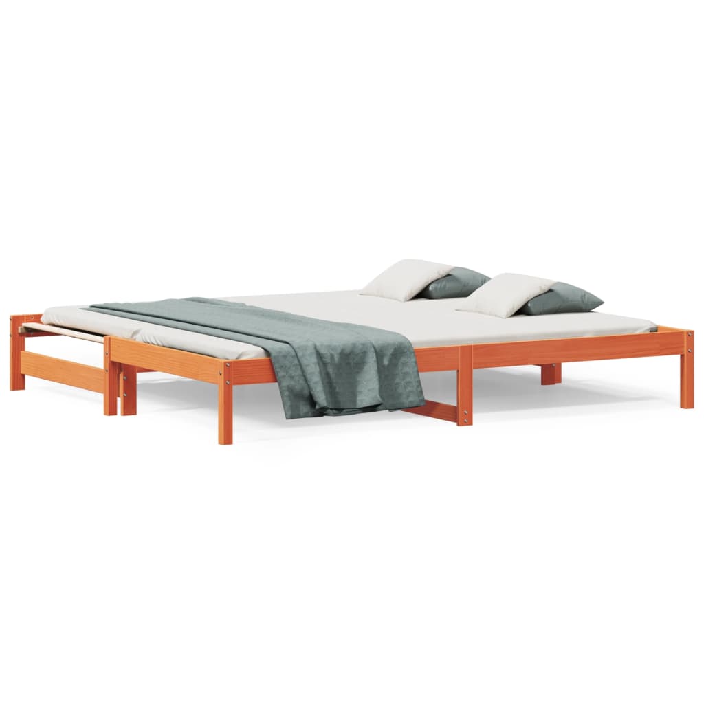 Sofá-cama com gavetão 90x200 cm madeira de pinho castanho cera