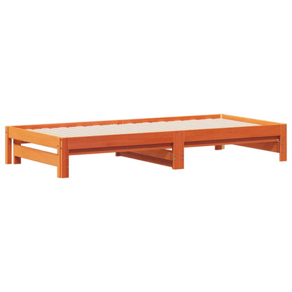 Sofá-cama com gavetão 90x200 cm madeira de pinho castanho cera