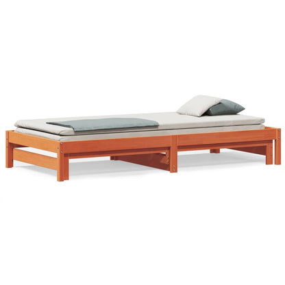 Sofá-cama com gavetão 90x190 cm madeira de pinho castanho cera