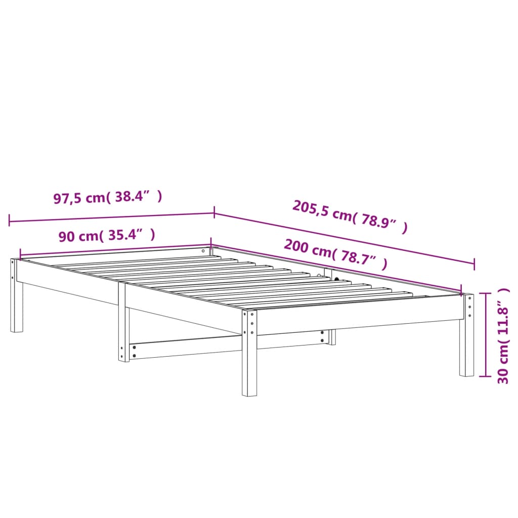 Sofá-cama 90x200 cm madeira de pinho maciça castanho cera