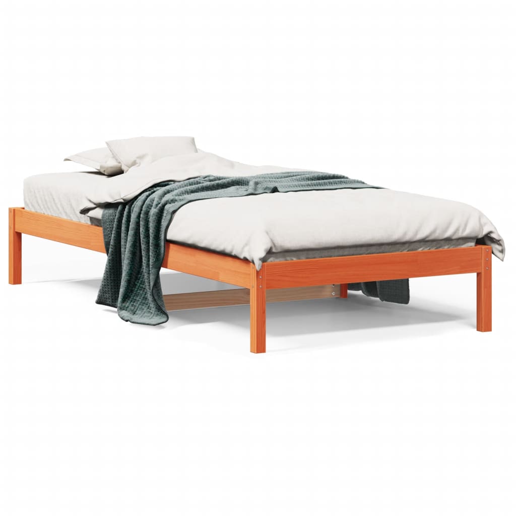 Sofá-cama 90x200 cm madeira de pinho maciça castanho cera