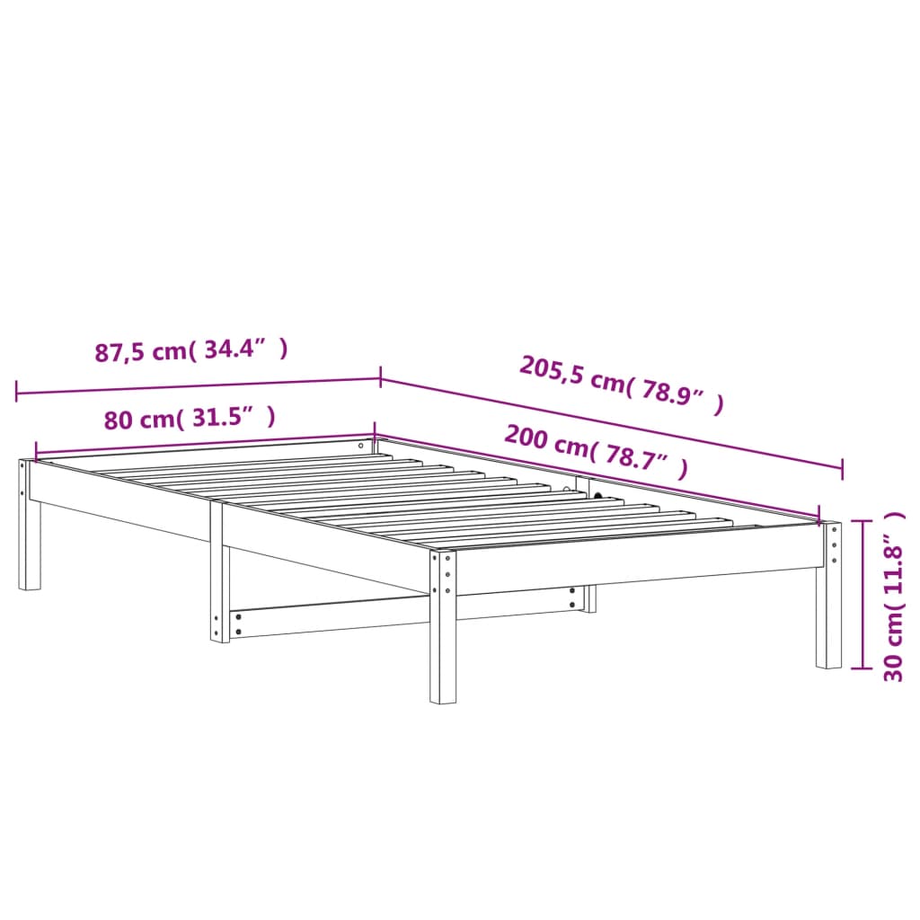 Sofá-cama 80x200 cm madeira de pinho maciça castanho cera