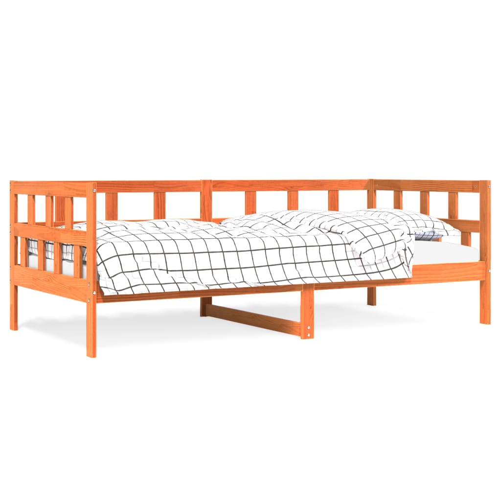 Sofá-cama 90x200 cm madeira de pinho maciça castanho cera