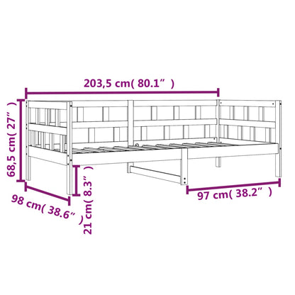 Sofá-cama 90x200 cm madeira de pinho maciça castanho cera