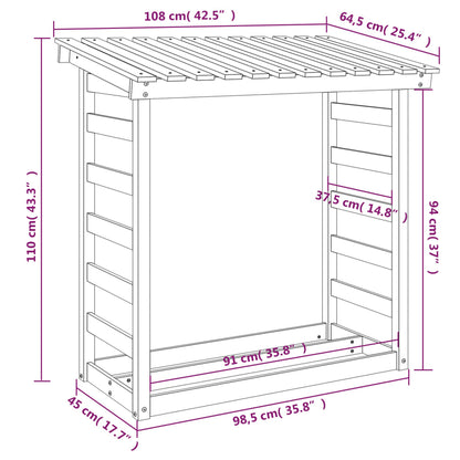 Suporte para lenha 108x64,5x110 cm pinho maciço castanho-mel