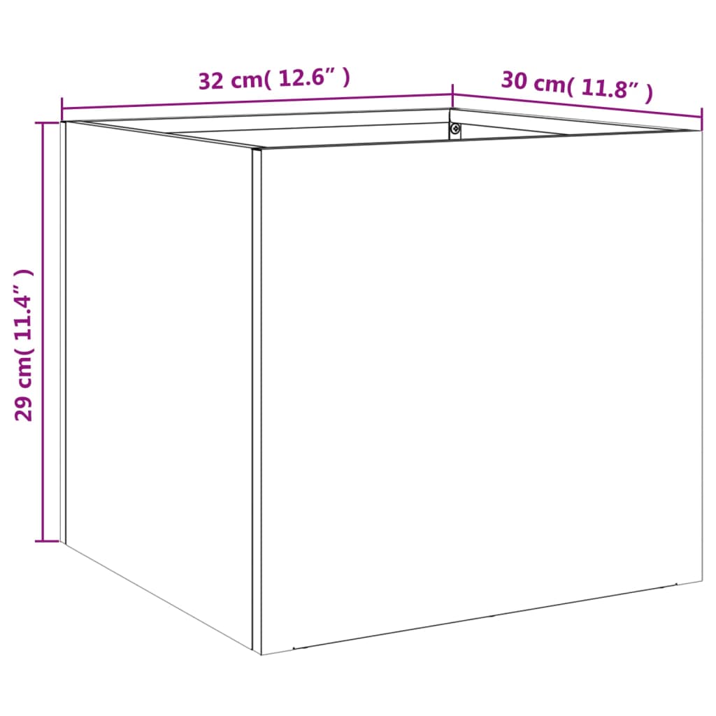 Vaso/floreira 32x30x29 cm aço laminado a frio preto