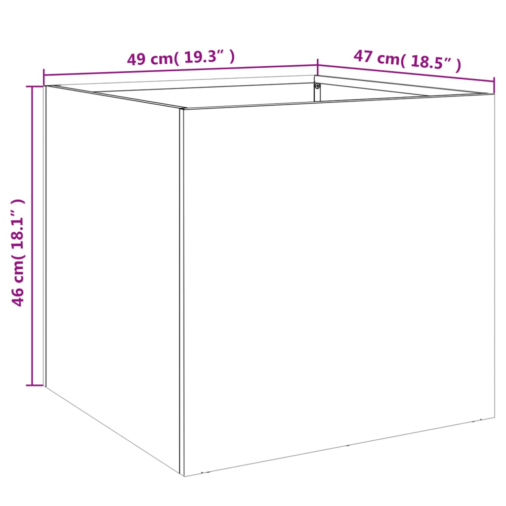 Vaso/floreira 2 pcs 49x47x46cm aço lamin. a frio verde-azeitona