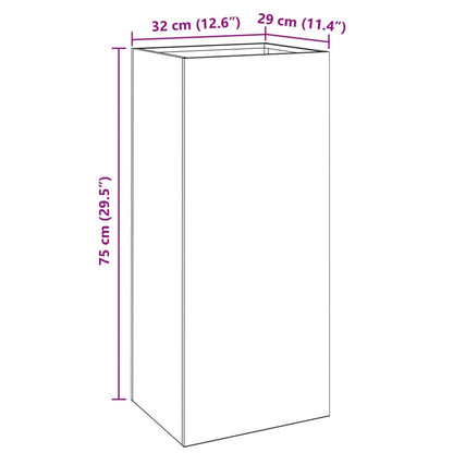 Vaso/floreira 32x27,5x75 cm aço laminado a frio preto