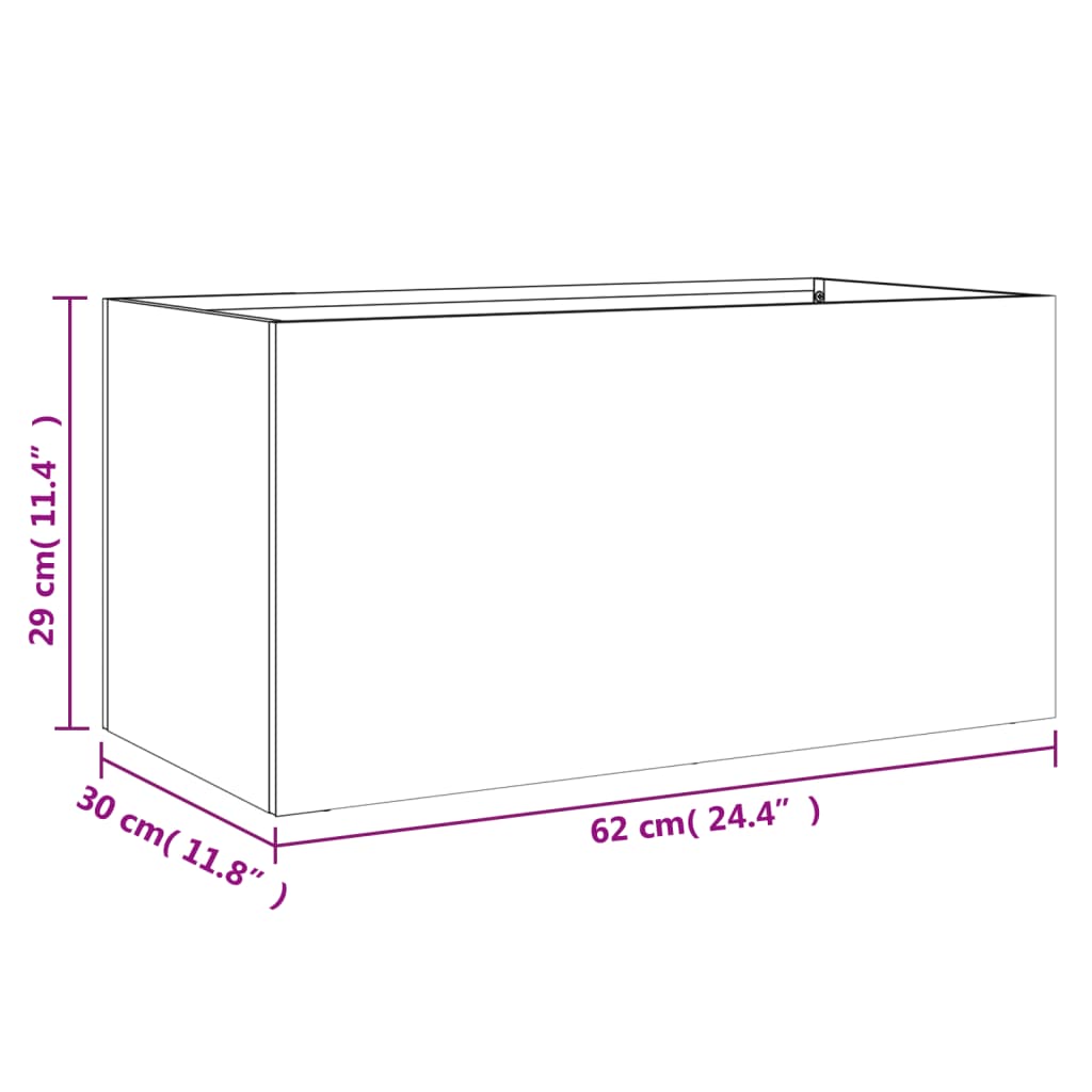 Vaso/floreira 62x30x29 cm aço laminado a frio verde-azeitona