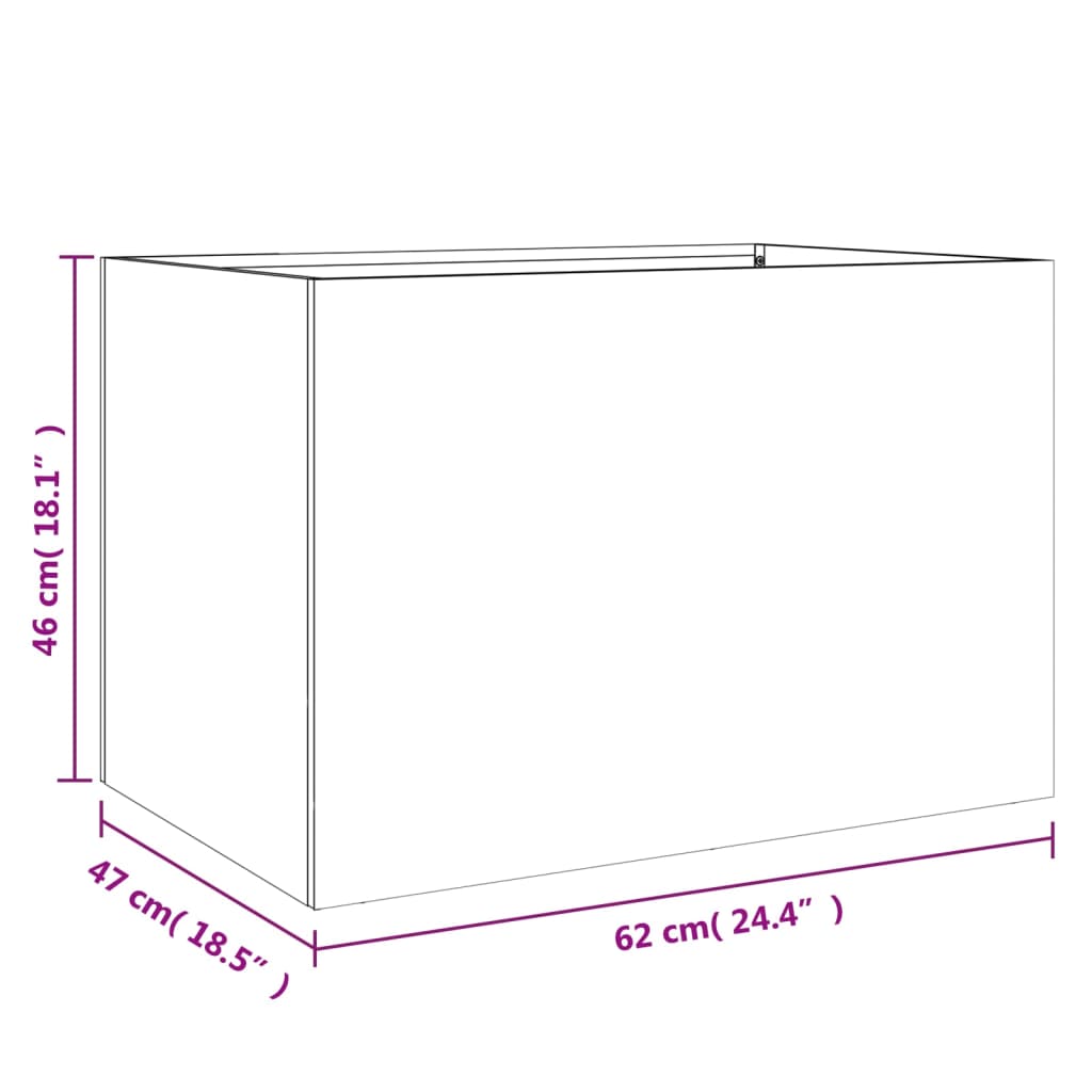 Vaso/floreira 62x47x46 cm aço laminado a frio preto