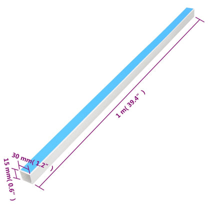 Calhas para cabos autoadesivas 30x15 mm 10 m PVC