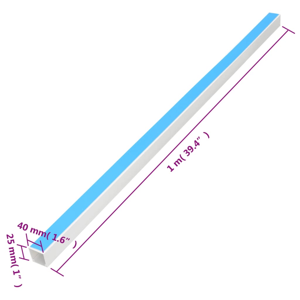 Calhas para cabos autoadesivas 40x25 mm 10 m PVC