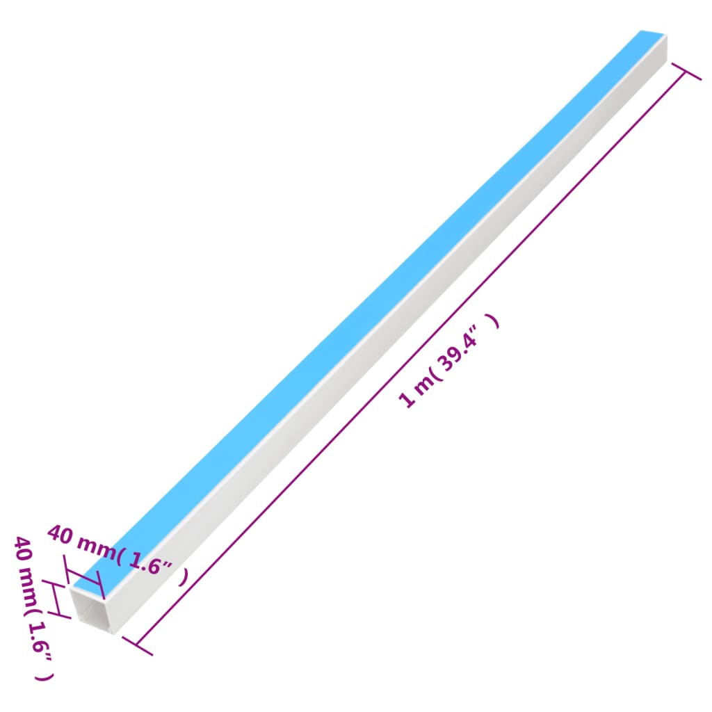 Calhas para cabos autoadesivas 40x40 mm 10 m PVC