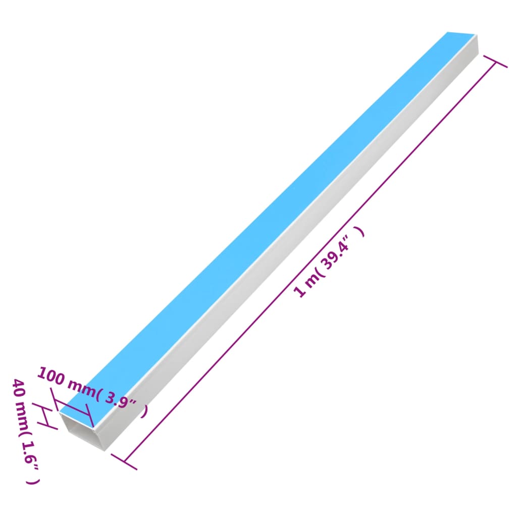 Calhas para cabos autoadesivas 100x40 mm 10 m PVC