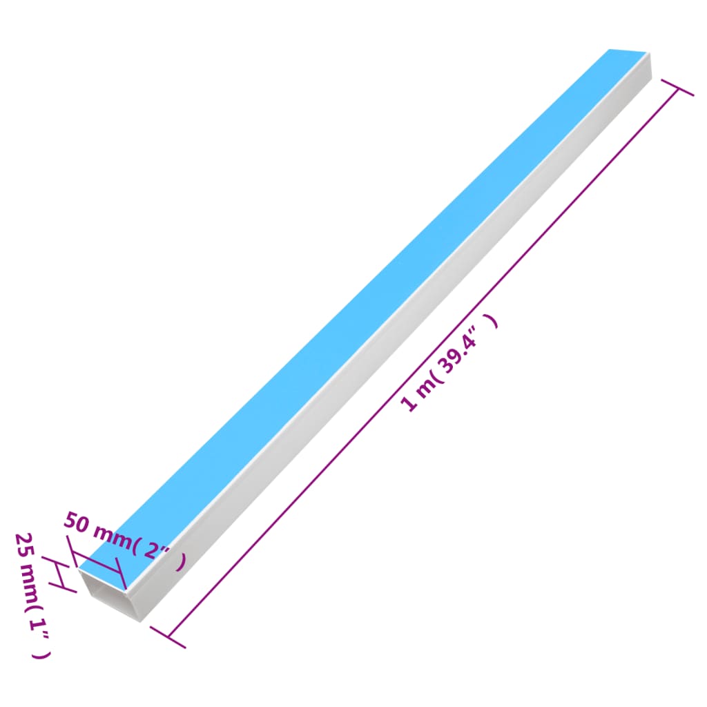 Calhas para cabos autoadesivas 50x25 mm 10 m PVC