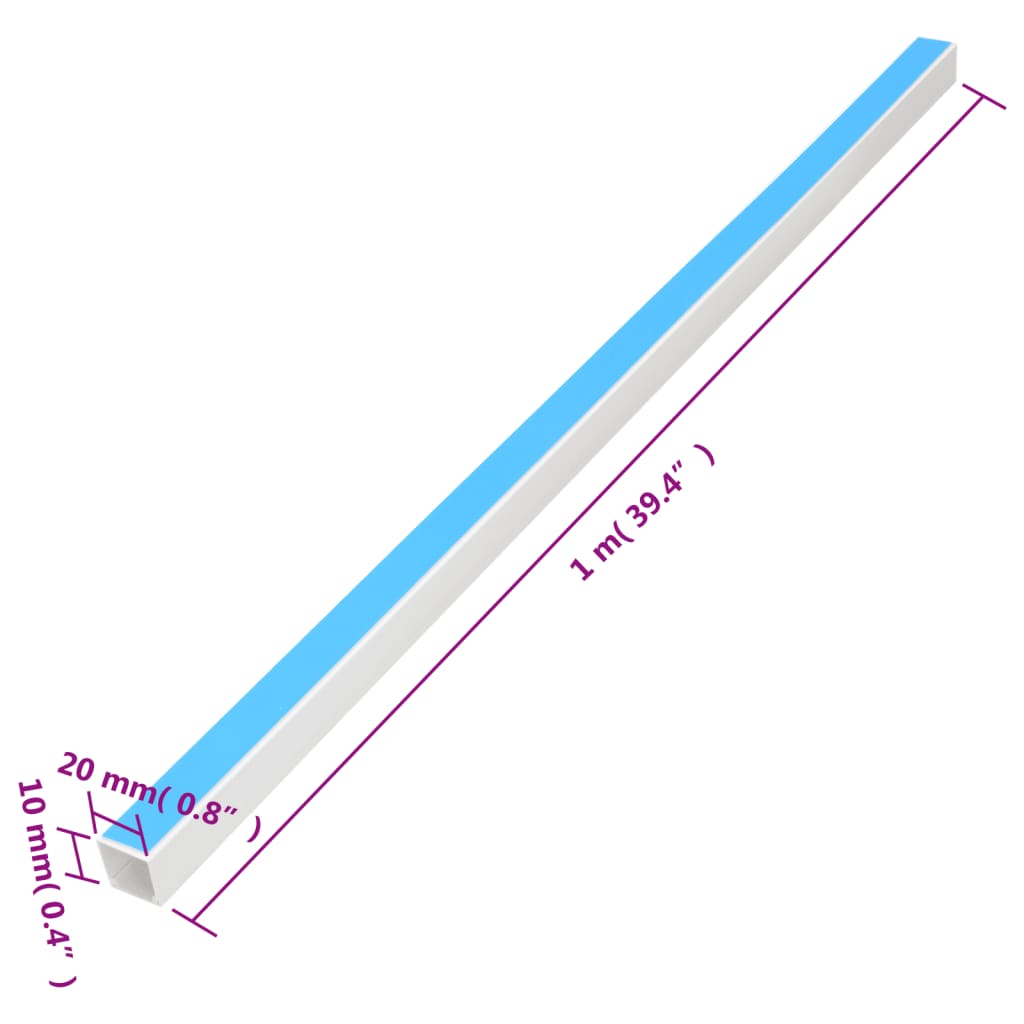 Calhas para cabos autoadesivas 20x10 mm 30 m PVC