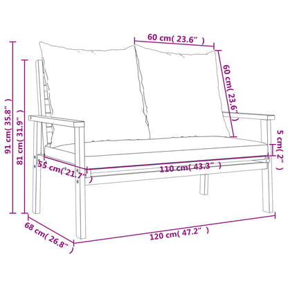 3 pcs conjunto lounge de jardim c/ almofadões acácia maciça