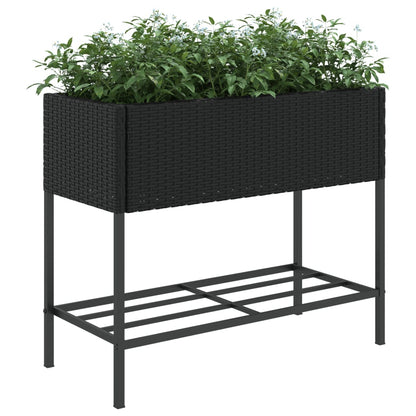 Canteiro de jardim com prateleira 2pcs 90x40x75cm vime PE preto