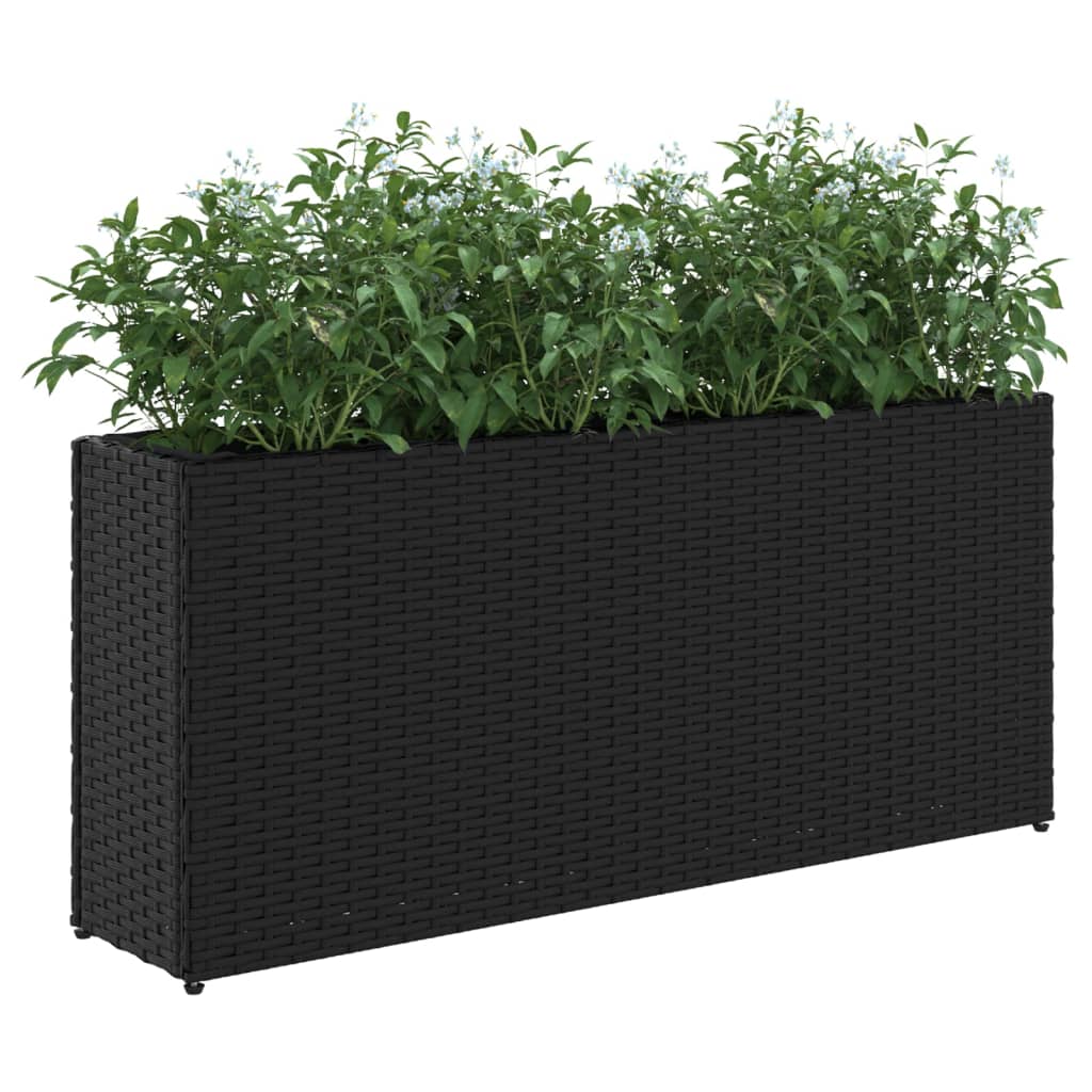 Floreira de jardim com 2 vasos 2pcs 90x20x40 cm vime PE preto