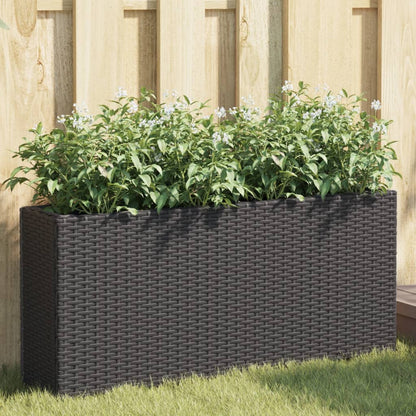 Floreira de jardim com 2 vasos 2pcs 90x20x40 cm vime PE preto