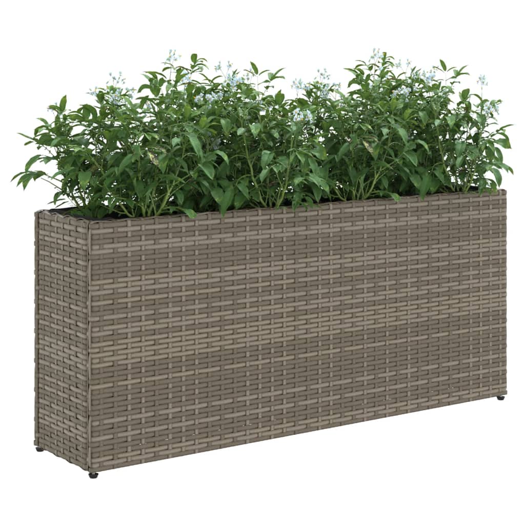 Floreira de jardim com 2 vasos 2pcs 90x20x40cm vime PE cinzento